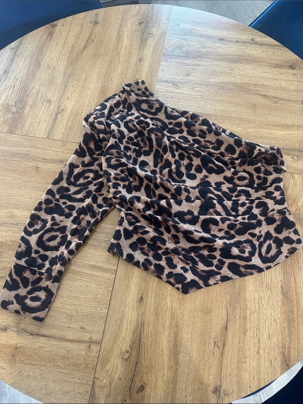 Leopard Print One-Shoulder Top - Brown & Black
